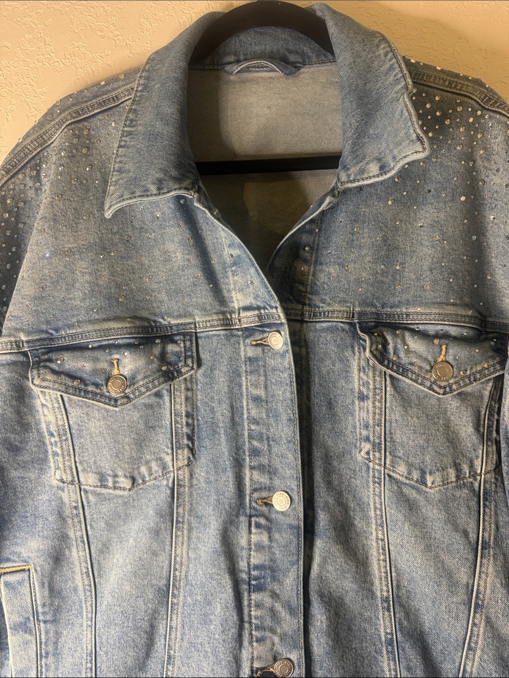 PINK Victoria's Secret Trucker Rhinestone Denim Jacket - Picture 7 of 7